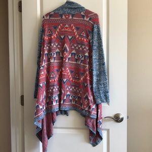 Lucky Brand Mixed Print Drape Front Sweater